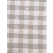 Landhaus Gardine Vorhang Dekoschal Karo Hirsch natur beige, fertig genäht