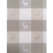 Landhaus Gardine Vorhang Dekoschal Karo Hirsch natur beige, fertig genäht