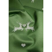 Landhaus Gardine Vorhang Dekoschal Hirsch grün natur, fertig genäht