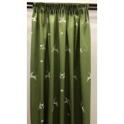Landhaus Gardine Vorhang Dekoschal Hirsch grün natur, fertig genäht