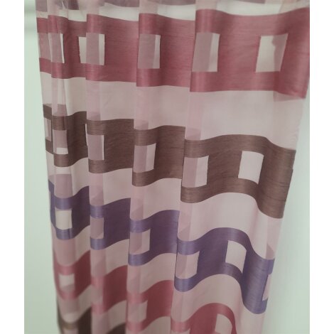 Deko Stoff Gardine Vorhang Streifen braun pink lila rose teiltransp., Meterware