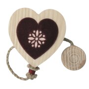 Landhaus Raffhalter Kordel Magnet Holz Herz beige weinrot...