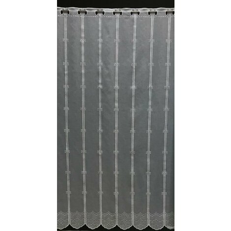 Pannaux Vorhang Scheibengardine Raffrollo Wellen rohwei&szlig; H 140 cm, Meterware