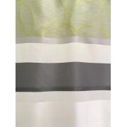 Dekostoff Gardine Streifen Kreise grau weiß grün creme teiltransp,Reststück 4,4m