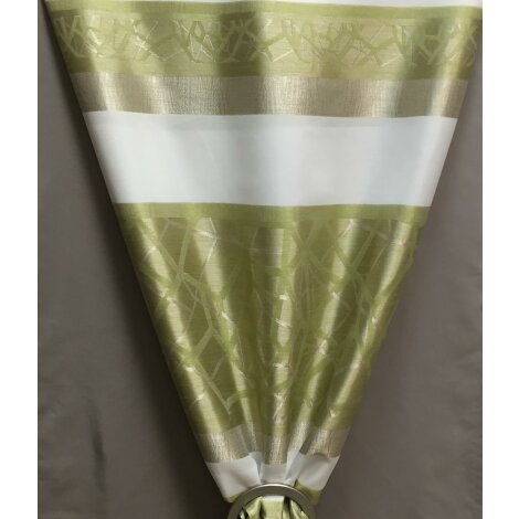 Deko Stoff Gardine Vorhang Streifen Gitter gr&uuml;n beige creme blickdicht, Meterware