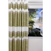 Dekostoff Gardine Vorhang Streifen Gitter gr&uuml;n beige creme blickdicht, Meterware