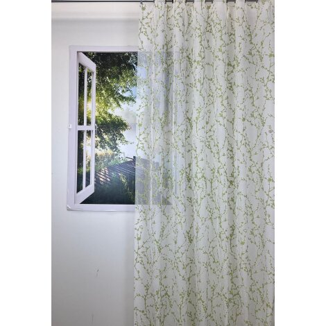 Gardine Deko Stoff Vorhang Ranke grün weiß transp., Coupon