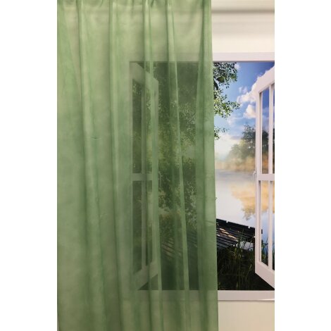 Deko Stoff Gardine Vorhang voile hell gr&uuml;n uni transparent, Restst&uuml;ck 9  m