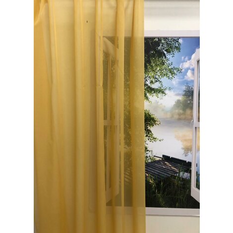 Dekostoff Gardine Vorhang Voile gelb einfarbig uni transparent, Meterware