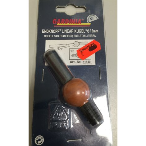 Endknopf linear Kugel Gardinenstange 12 mm edelstahl terra