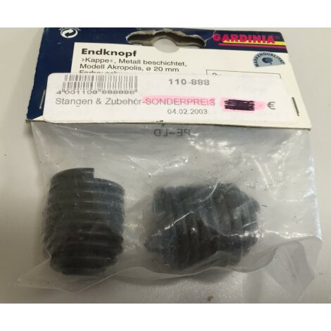 Endknopf Gardinenstange Vorhangstange 20 mm Gardinia schwarz, 2 St&uuml;ck