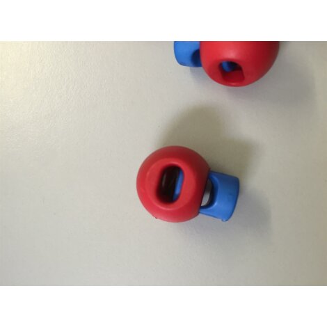 Kordelstopper Schnurstopper Kapuze 22 mm rund rot blau, per 2 St&uuml;ck