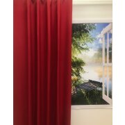 Landhaus Deko Stoff Vorhang rot uni blickdicht, Meterware