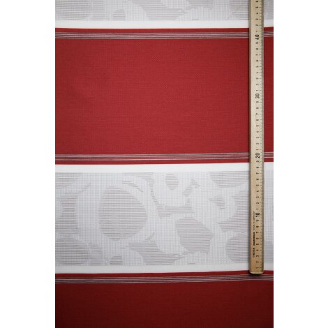 Deko Stoff Gardine Vorhang Querstreifen rot grau weiß blic