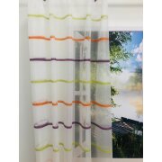 Deko Stoff Gardine Vorhang Querstreifen gr&uuml;n orange lila transp, Restst&uuml;ck 9,5 m
