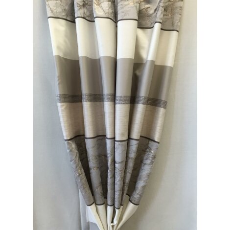 Deko Stoff Gardine Streifen marmoriert creme beige...