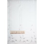 Pannaux Bistro Vorhang Scheibengardine Bl&auml;tter wei&szlig; grau H 60 cm, Meterware