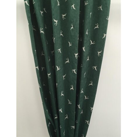 Landhaus Gardine Vorhang Dekoschal springender Hirsch beige grün, fertig genäht