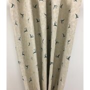 Landhaus Gardine Vorhang Dekoschal springender Hirsch beige grün, fertig genäht