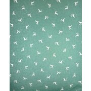 Landhaus Gardine Vorhang Dekoschal springender Hirsch beige grün, fertig genäht