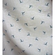 Landhaus Gardine Vorhang Dekoschal springender Hirsch beige grün, fertig genäht