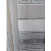 Musterfenster aus 2 Deko Fl&auml;chen 2 Stores Fl&auml;che Kissen Streifen creme grau braun