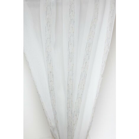 Stores Gardine Vorhang Streifen natur beige schwarz transparent, Restst&uuml;ck 3,3 m