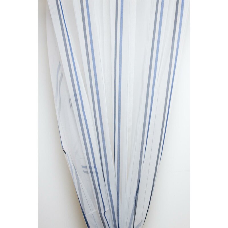 Stores Gardine Stoff Vorhang Streifen weiß blau transparen