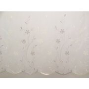 Stores Gardine Vorhang Stoff Blumen bestickt wei&szlig; braun beige  transparent, Meterware