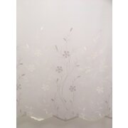 Stores Gardinenstoff Blumen bestickt wei&szlig; braun beige  transparent, Restst&uuml;ck 3,5 m