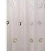 Stores Gardine Stoff Vorhang Sherley Kreise wei&szlig; braun beige transparent, Meterware