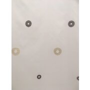 Stores Gardine Stoff Vorhang Sherley Kreise wei&szlig; braun beige transparent, Meterware