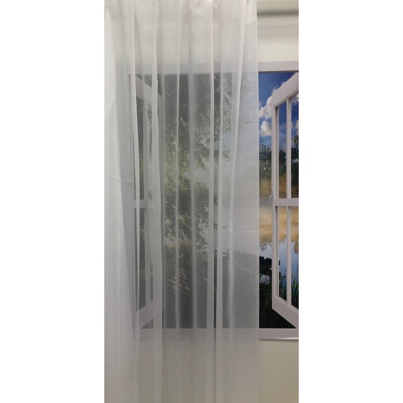 Gardine transpar Stoff Stores Voile einfarbig Vorhang weiß
