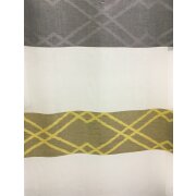 Deko Stoff Vorhang Querstreifen wei&szlig; grau senf transparent, Meterware