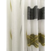 Deko Stoff Vorhang Querstreifen wei&szlig; grau senf transparent, Meterware