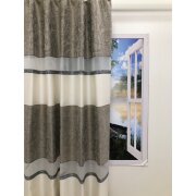 Deko Stoff Gardine Vorhang Streifen creme braun blickdicht,Restst&uuml;ck 12,20 m