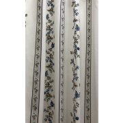 Dekostoff Vorhang Landhaus Streifen Blumen natur blau beige braun blickdicht, Meterware