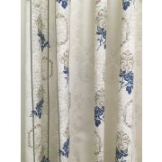 Deko Stoff Landhaus Vorhang Blumen Ornamente wei&szlig; beige grau blau blickdicht, Meterware