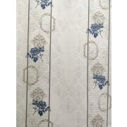 Deko Stoff Landhaus Vorhang Blumen Ornamente wei&szlig; beige grau blau blickdicht, Meterware