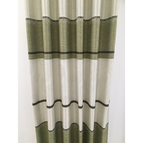 Musterschal Gardine Streifen moosgrün beige kupfer...