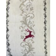 Kissenh&uuml;lle Kissen Bezug Landhaus Hirsch Ranke beige rot 40 x 40 cm