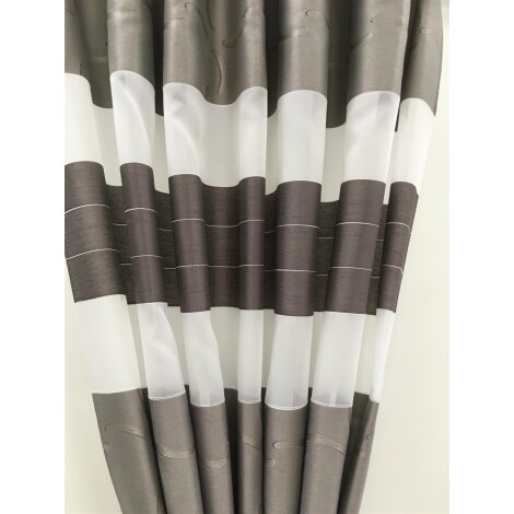 Deko Gardinenstoff Vorhang Streifen wei&szlig; grau taupe teiltransparent, Restst&uuml;ck 2,3 m
