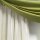 Musterfenster Dekoschal Store apfelgr&uuml;n braun beige , fertig gen&auml;ht