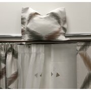 Musterfenster Schal Store Fl&auml;chen Streifen braun grau wei&szlig;, fertig gen&auml;ht