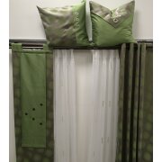 Musterfenster 1 &Ouml;senschal 1 Fl&auml;che 2 Stores Retro Kreise gr&uuml;n wei&szlig;, H&ouml;he 2,42 m