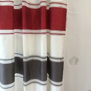 Musterfenster Dekoschal &Ouml;senschal Fl&auml;che Streifen wei&szlig; rot grau , fertig gen&auml;ht