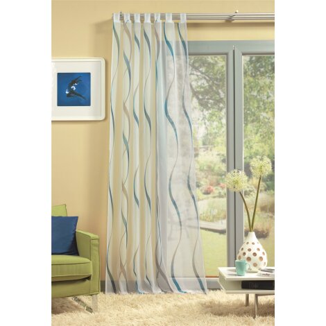 SCHLAUFENSCHAL, SCHLAUFENSCHAL VOILE BEDRUCKT BLAU 140 x 245 cm
