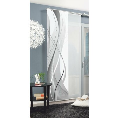 SCHIEBEVORHANG DEKOSTOFF DIGITALDRUCK CARLISLE GRAU 60 x 245 cm
