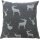 Landhaus Kissenhülle Kissen Bezug Hauptfarbe anthrazit mit Hirsch grau 40 x 40 cm