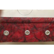 Musterfenster &Ouml;senschal Scheibengardine Kringel wei&szlig; rot grau , fertig gen&auml;ht